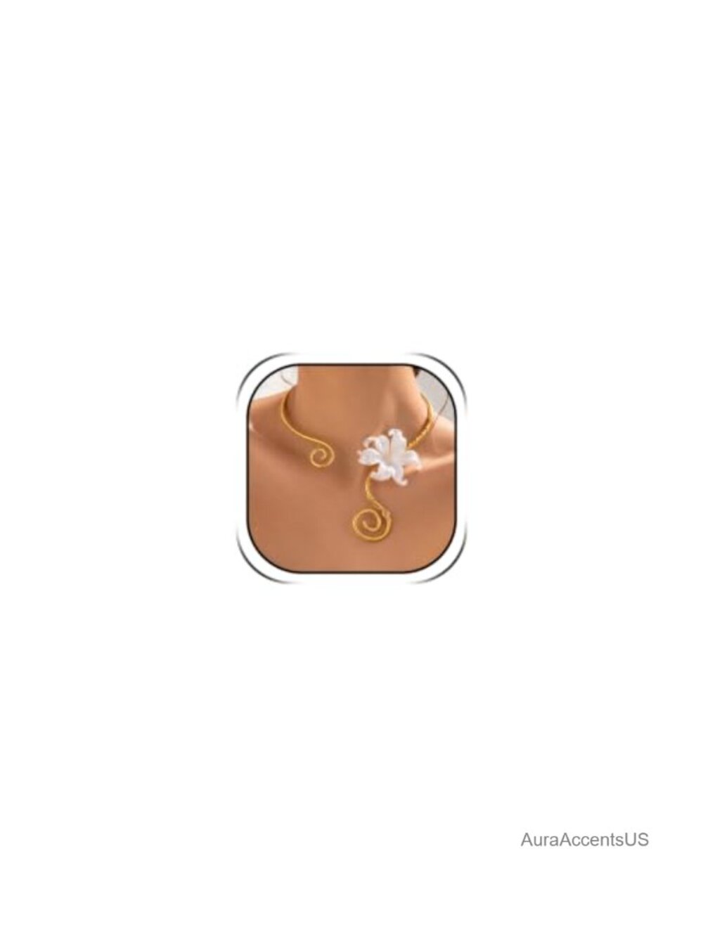 Gold Tone Flower Necklace Open Collar Floral Cuff Statement Women's Jewelry
